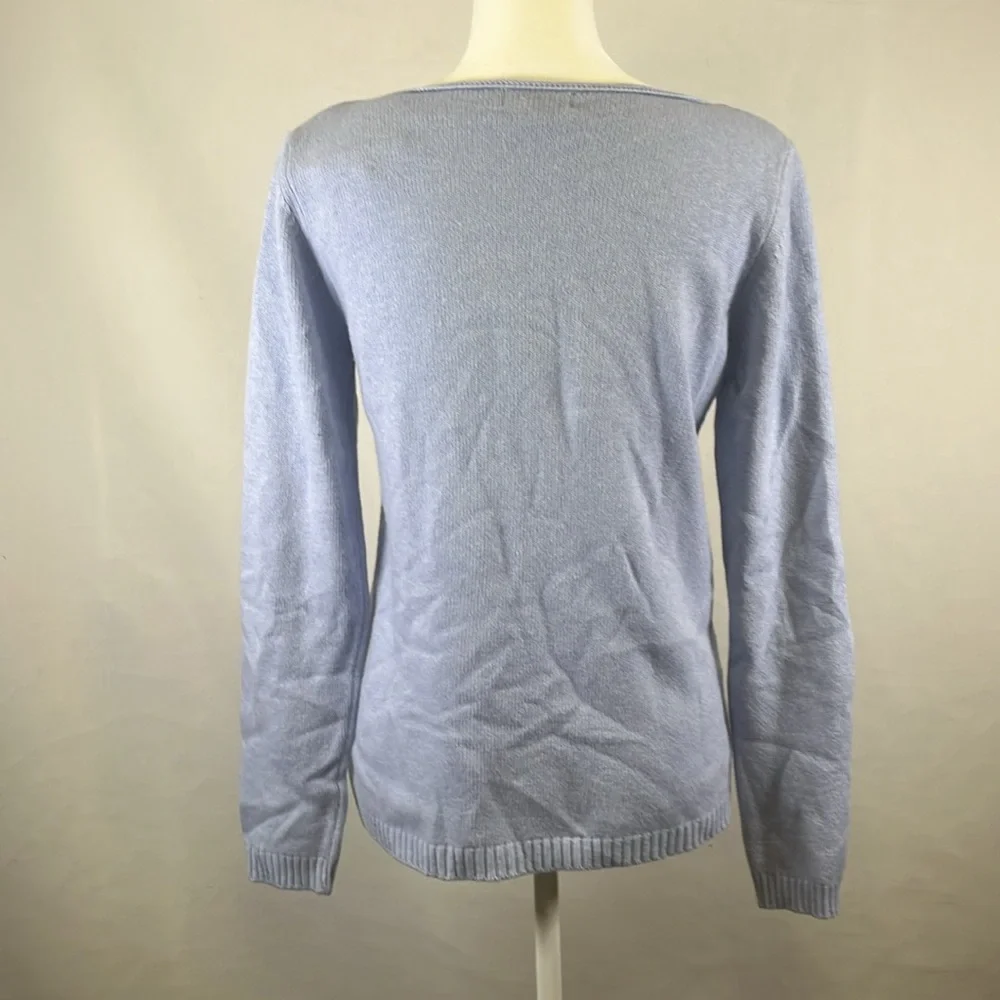 Benedetta B Blue White Polka Dot Cashmere Pullover Sweater M